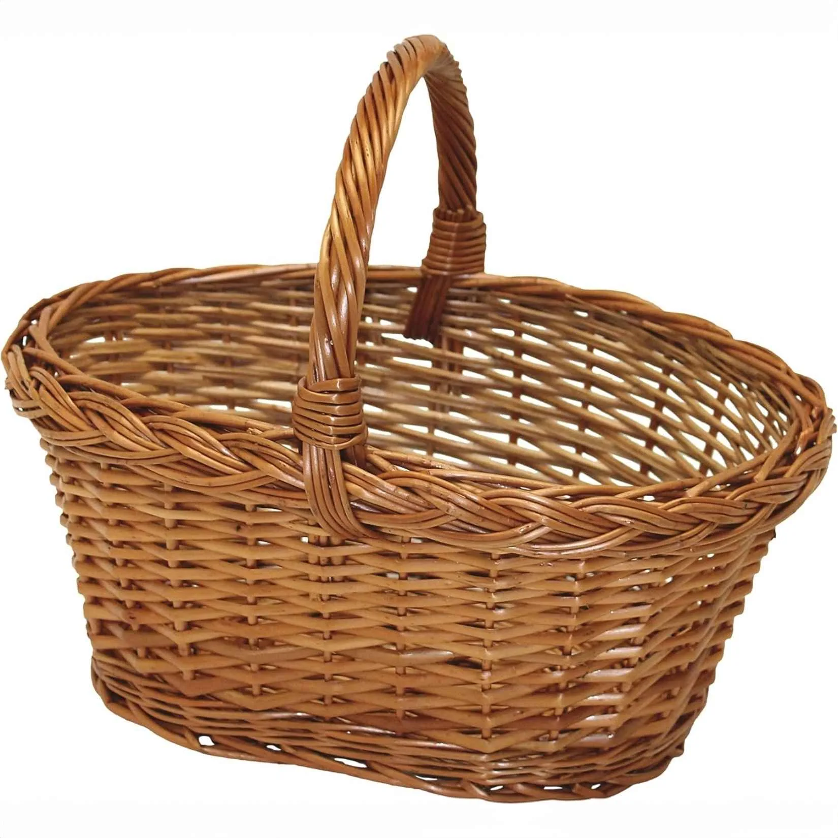 Cesto funghi in vimini spaccato marrone Garden Friend 39x29x30 cm con manico robusto