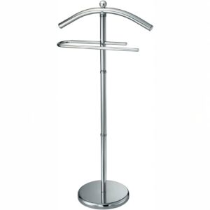 Servomuto King Home in acciaio cromato a specchio 46×28×109 cm per appendere giacche e pantaloni in camera da letto