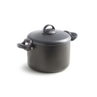 Accademia Mugnano Fuoco & Idee – Pentola con Scolapasta Integrato 22 cm, Alluminio Antiaderente, Nero