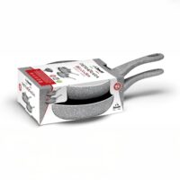 Zanetti Pietra Rara – Set 2 Padelle Antiaderenti 24/28 cm, Manico Soft Touch, Grigio – Made in Italy - immagine 4