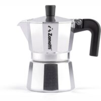Zanetti – Mama Moka 3 Tazze in Alluminio – Caffettiera Espresso Anti-Goccia con Guarnizione in Silicone e Manico Ergonomico