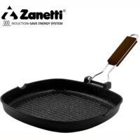 Zanetti – Bistecchiera 24×24 cm in Alluminio Pressofuso – Piastra Grill per Induzione con Manico Pieghevole - immagine 2