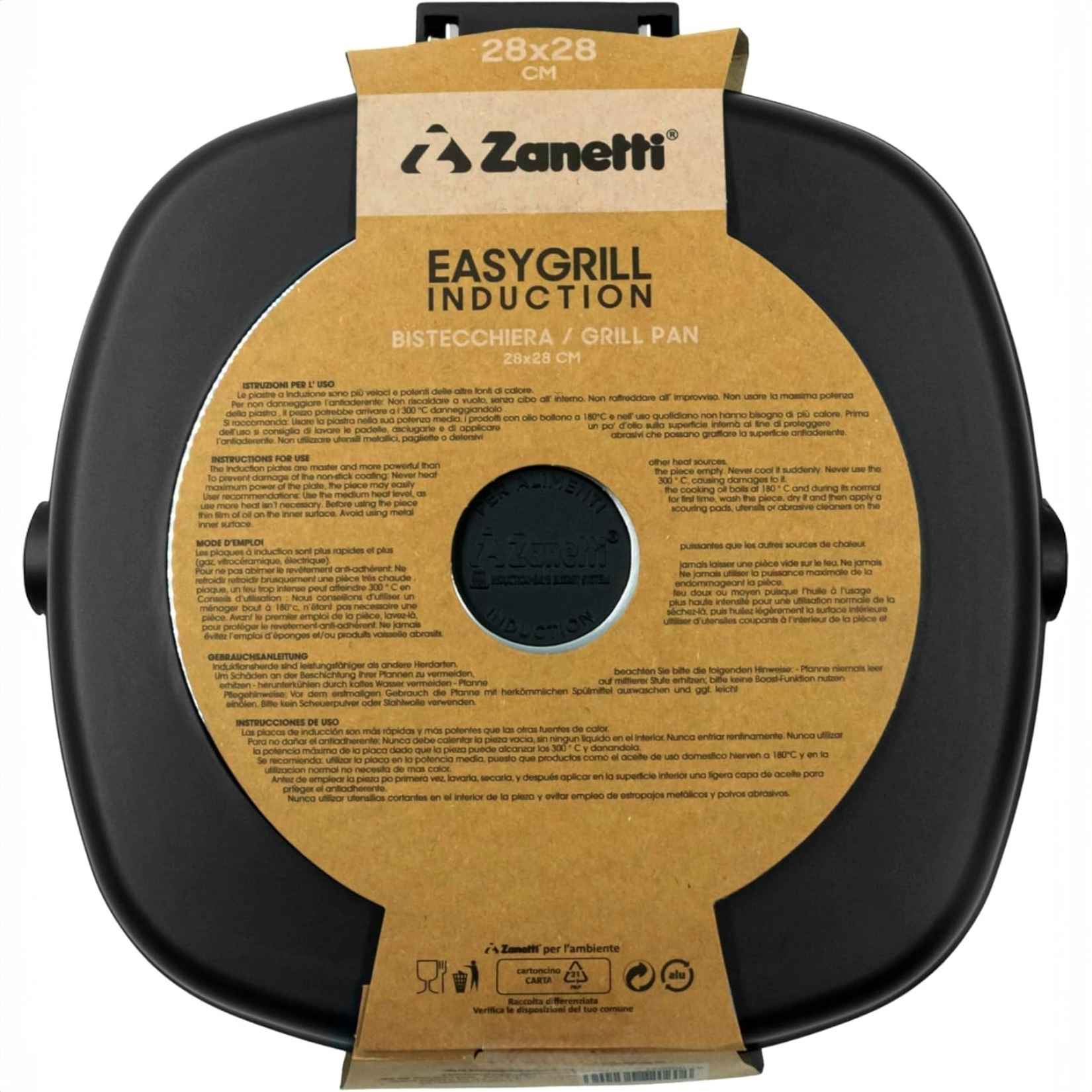 20479.jpg Zanetti – Bistecchiera 24×24 cm in Alluminio Pressofuso – Piastra Grill per Induzione con Manico Pieghevole - immagine 8