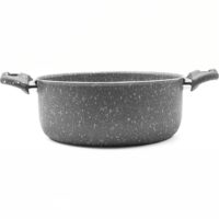 Zanetti – Pietra Rara – Casseruola Antiaderente 24 cm in Alluminio Effetto Pietra, Maniglie Soft Touch, Made in Italy