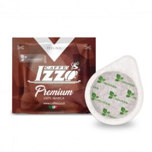 Cialde Caffè Izzo Premium compostabili E.S.E. 44 mm da 7,2 g, espresso intenso e cremoso con aroma bilanciato.