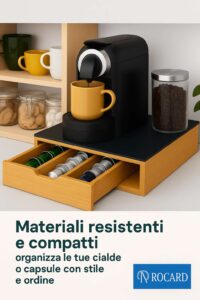 Casa Milano – Cassetto Porta Cialde in Bamboo e Vetro 31×30×10 cm, Organizer Capsule Caffè per Cucina - immagine 4