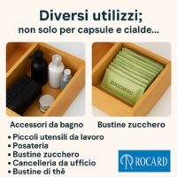 Casa Milano – Cassetto Porta Cialde in Bamboo e Vetro 31×30×10 cm, Organizer Capsule Caffè per Cucina - immagine 5