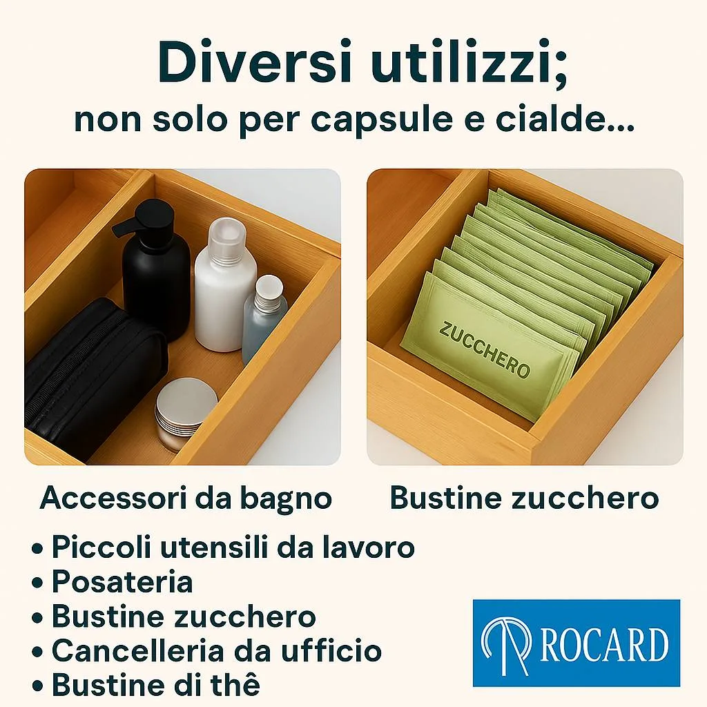 Casa Milano – Cassetto Porta Cialde in Bamboo e Vetro 31×30×10 cm, Organizer Capsule Caffè per Cucina - immagine 5