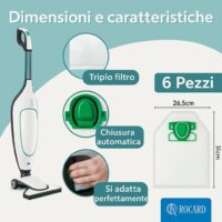 Sacchetti Compatibili per Folletto VK200 e VK220S – Confezione da 6, Microfibra Resistente, Antibatterici, Alta Filtrazione, Ricambi per Aspirapolvere Vorwerk - immagine 3