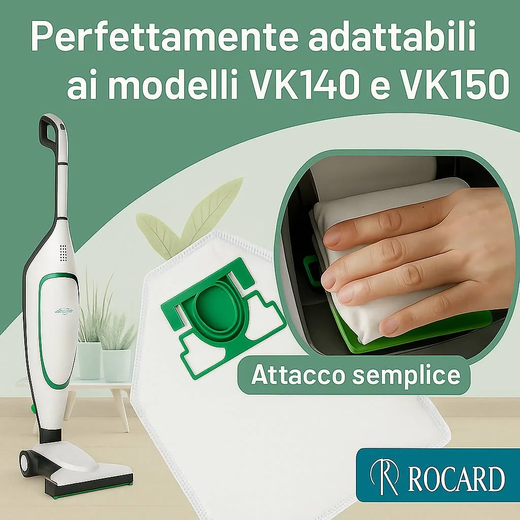 Sacchetti Compatibili Folletto VK140/VK150 in Microfibra – Confezione da 6 Ricambi - immagine 2