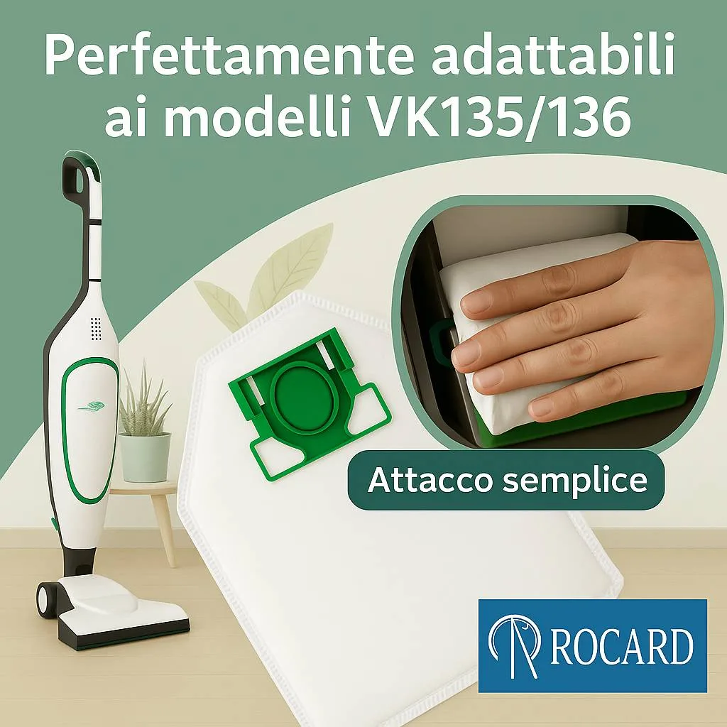 Sacchetti Compatibili Folletto VK135/136 - 6 Sacchetti, Microfibra 5 Strati - immagine 2