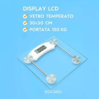 Rocard® – Bilancia Pesapersone Digitale, Display LCD, Vetro Temperato, 30x30 cm, Portata 150 kg, Ultra Sottile, Accensione Automatica, Colore Bianco - immagine 7