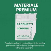 Kit Completo per Folletto VK135 VK136, 30 Pezzi con 12 Sacchetti, 12 Profumini, 4 Filtri Griglia, 2 HEPA, Verde e Bianco, Ricambi Compatibili in Microfibra - immagine 3