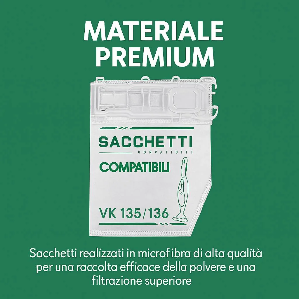 Kit Completo Folletto VK135 VK136 30 Pezzi con 12 Sacchetti, 12 Profumini, 4 Filtri e 2 HEPA - immagine 3