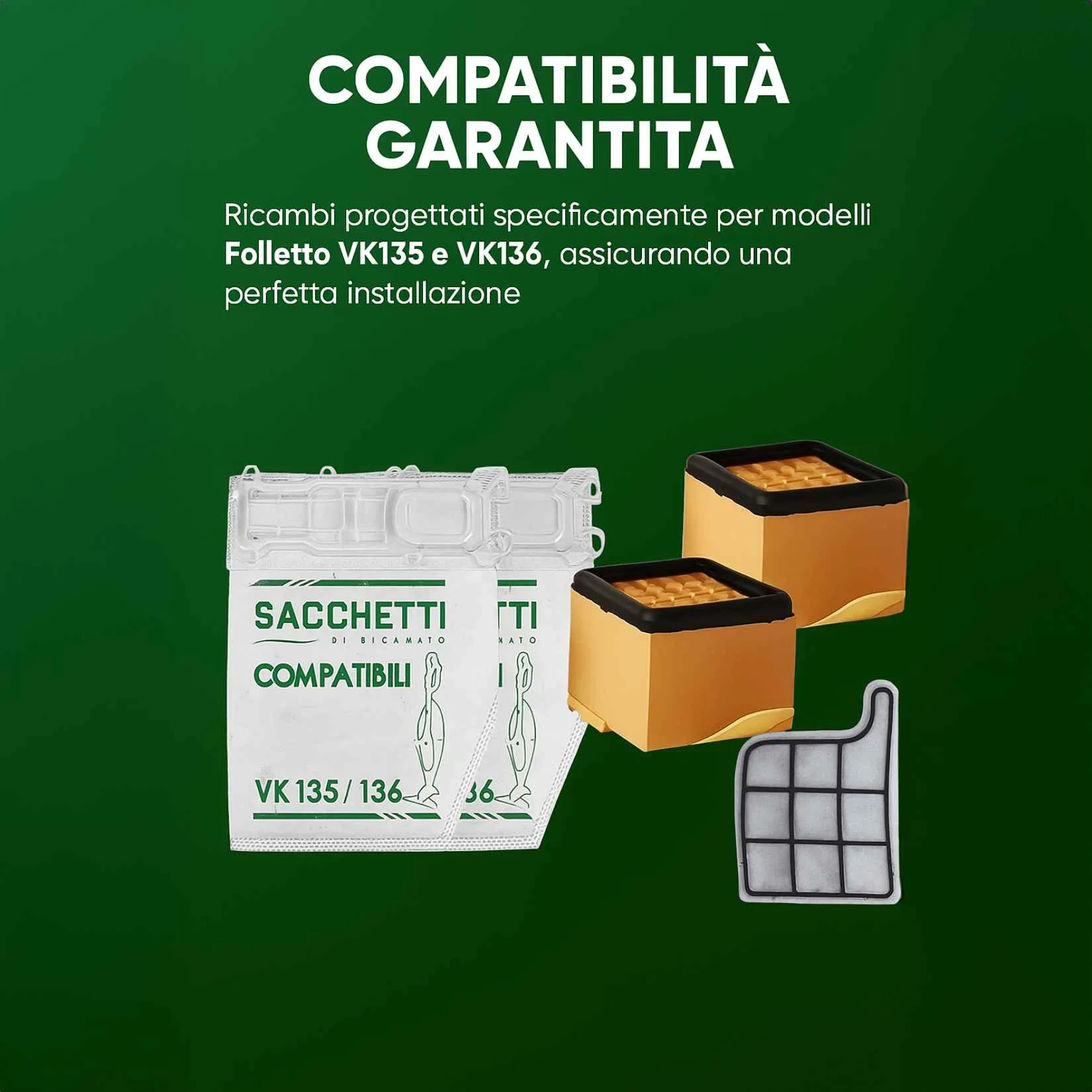 Kit Completo Folletto VK135 VK136 30 Pezzi con 12 Sacchetti, 12 Profumini, 4 Filtri e 2 HEPA - immagine 8