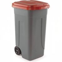 Mobil Plastic – Bidone Differenziata 100L Grigio con Coperchio Rosso