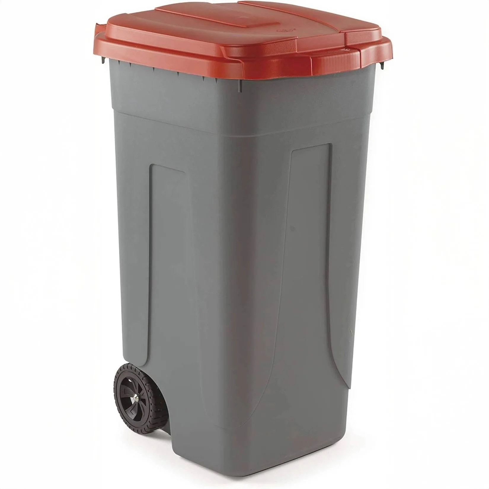 Mobil Plastic – Bidone Differenziata 100L Grigio con Coperchio Rosso - immagine 1
