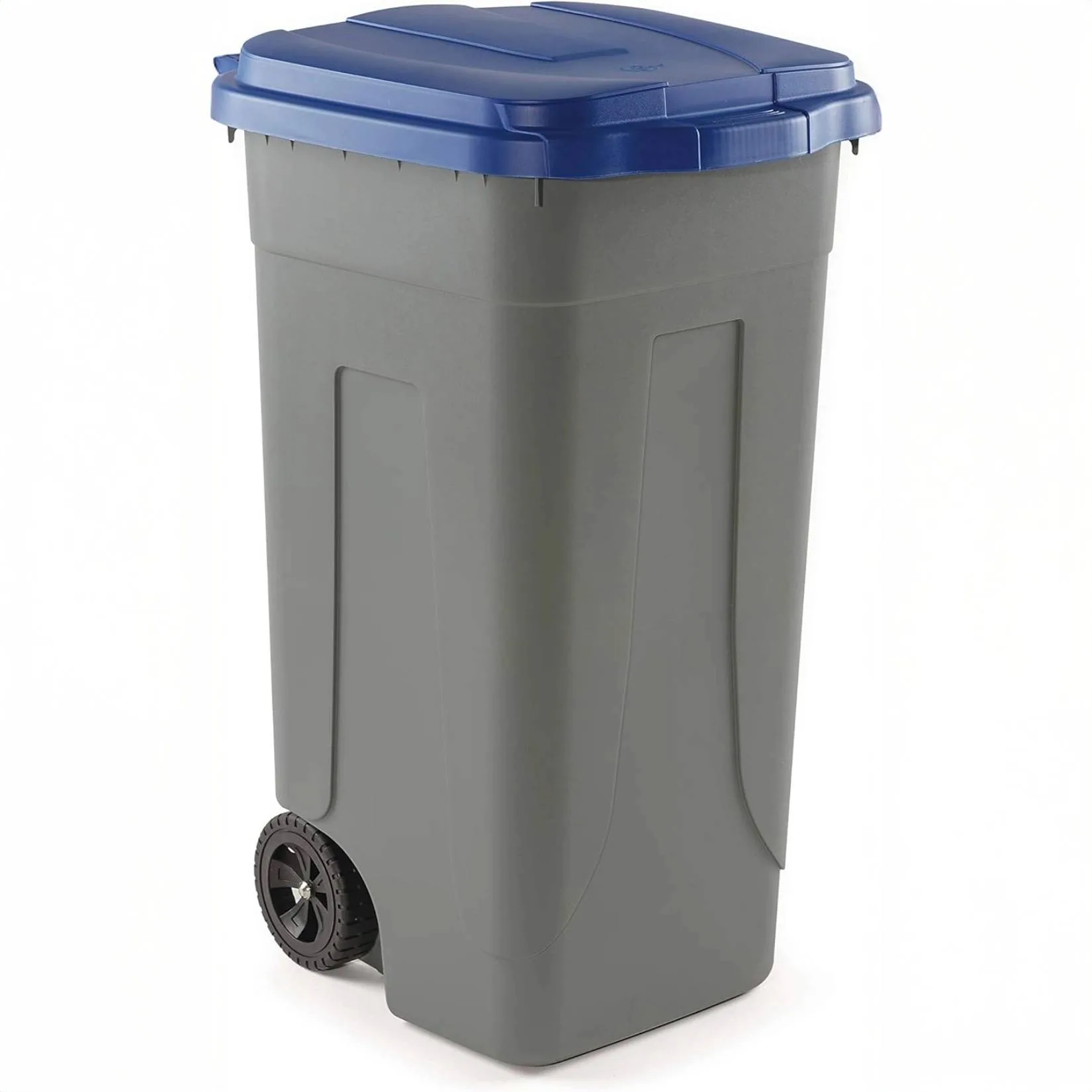 Mobil Plastic Bidone Differenziata 100L Grigio con Coperchio Blu - immagine 1
