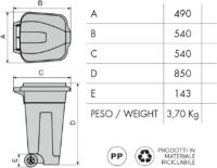 Mobil Plastic – Bidone Raccolta Differenziata 100L con Coperchio Giallo – Contenitore Rifiuti Grigio per Casa e Ufficio - immagine 5