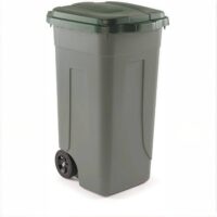 Mobil Plastic – Bidone Differenziata 100L Grigio con Coperchio Verde