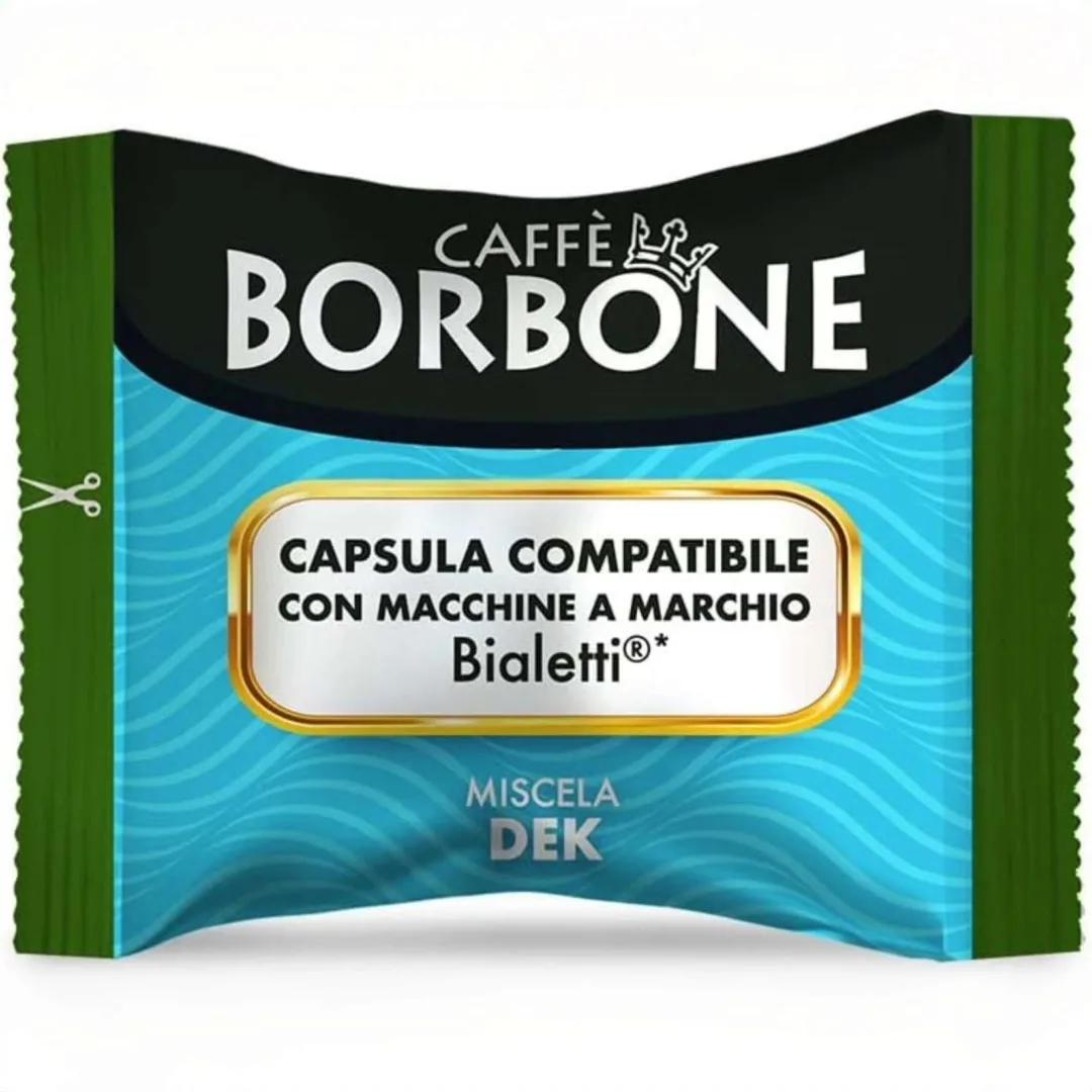 Capsule Caffè Borbone miscela decaffeinata compatibili Bialetti per espresso dal gusto leggero e aromatico