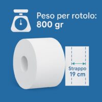 Rocard® | 8 Rotoli Carta Asciugatutto 6400 Strappi – Extra Resistente 2 Veli Pura Cellulosa con Microgoffratura – Rotoloni Uso Alimentare, Casalingo e Industriale - immagine 2