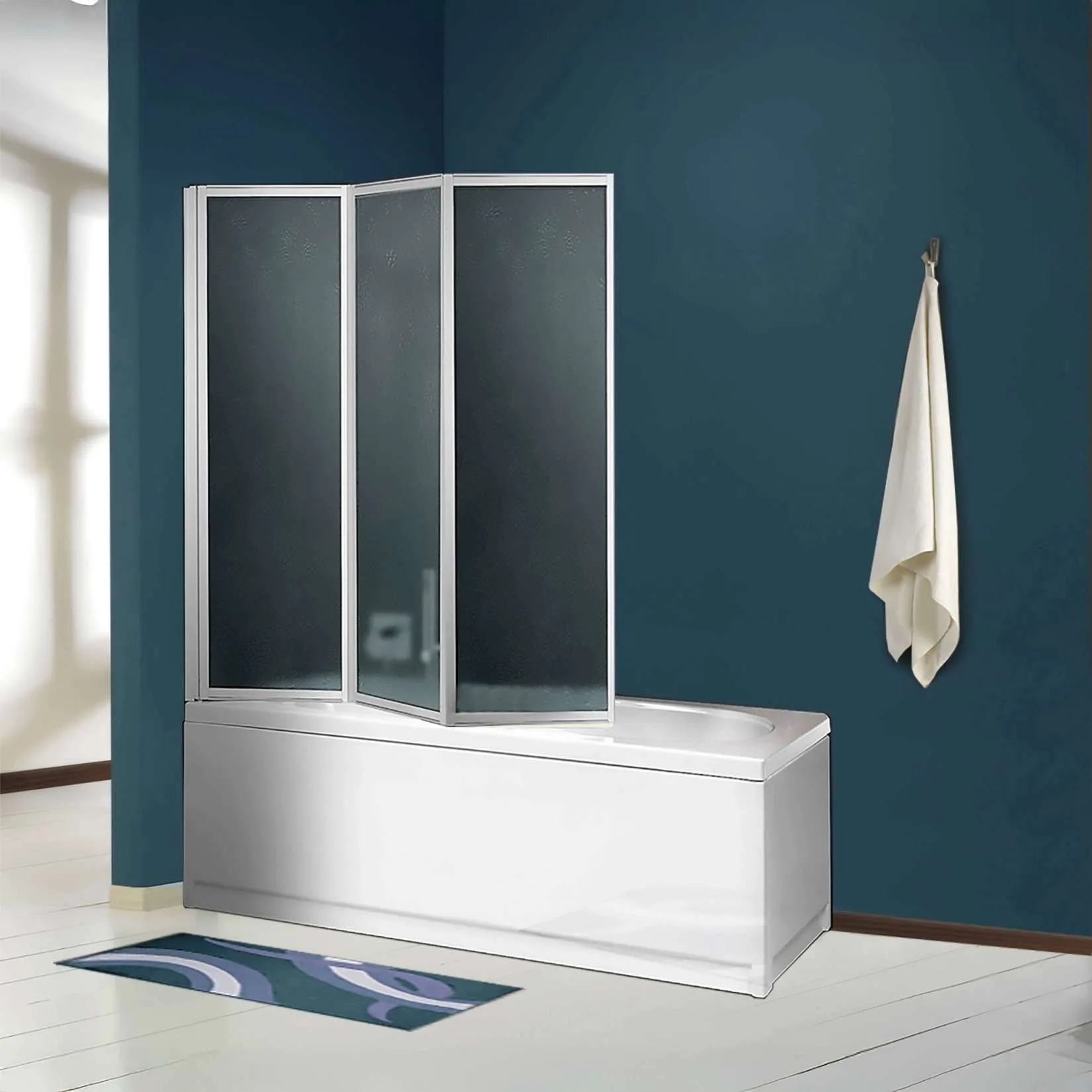 Garofalo – Box Vasca Pieghevole 3 Ante 133-134 cm – Parete Sopravasca in Vetro per Vasca da Bagno  – Antigoccia, Salvaspazio e Facile da Installare - immagine 1