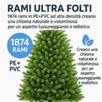 Albero di Natale 210 cm Modello: Gaetano – 1874 Rami Ultra Realistici, Montaggio ad Ombrello, Ø137 cm – Alta Qualità & Magia Natalizia - immagine 7