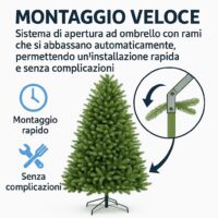 Albero di Natale 210 cm Modello: Gaetano – 1874 Rami Ultra Realistici, Montaggio ad Ombrello, Ø137 cm – Alta Qualità & Magia Natalizia - immagine 6