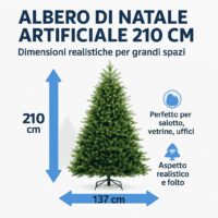 Albero di Natale 210 cm Modello: Gaetano – 1874 Rami Ultra Realistici, Montaggio ad Ombrello, Ø137 cm – Alta Qualità & Magia Natalizia - immagine 5