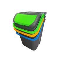 Set 3 Pattumiere Ecologic 35L – Raccolta Differenziata Ecoplast, Bidoni Colorati per Rifiuti