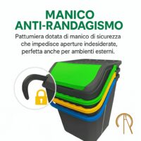 Set 3 Pattumiere Ecologic 35L – Raccolta Differenziata Ecoplast, Bidoni Colorati per Rifiuti - immagine 8