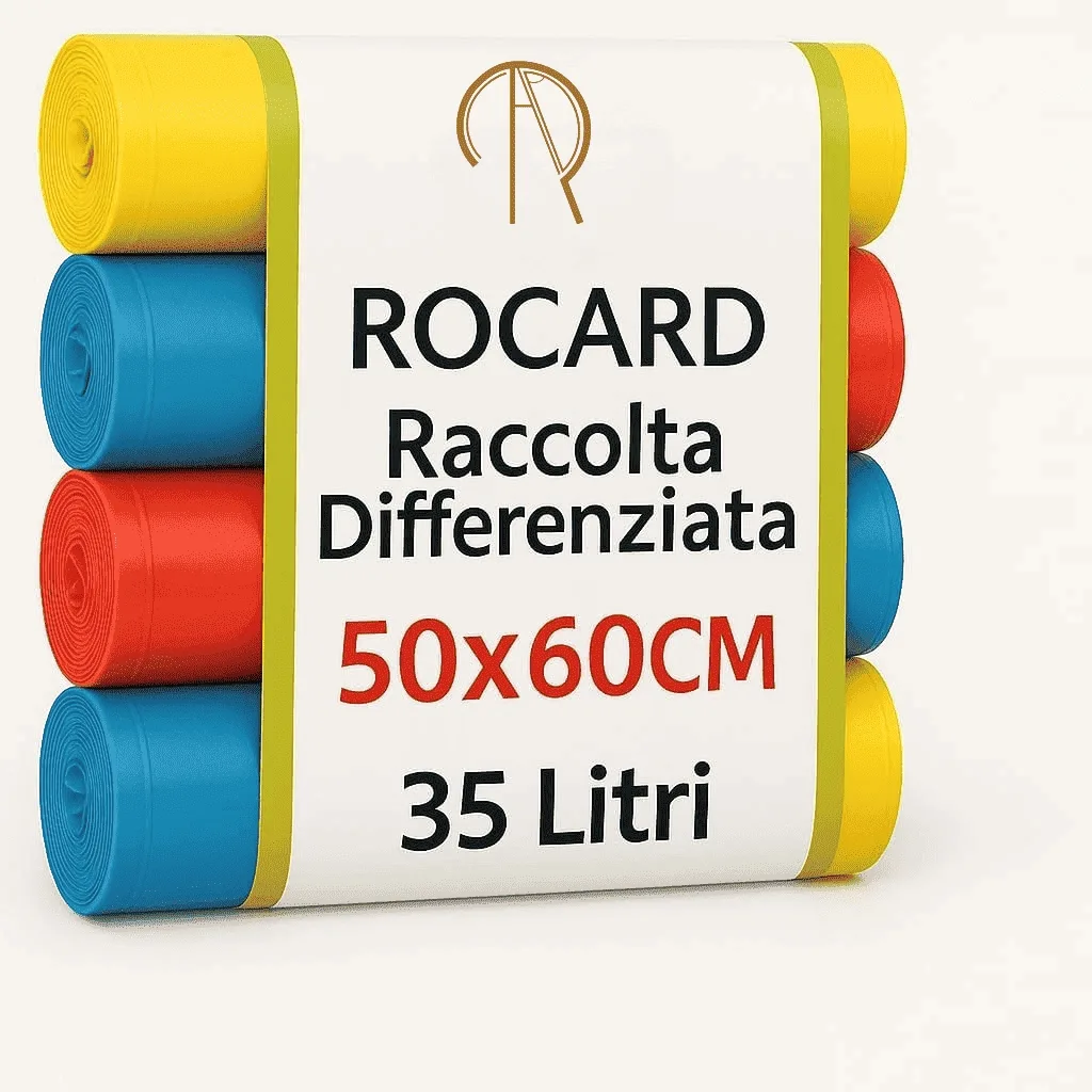 20898-jpg.webp Sacchi Spazzatura Rocard® 35L – 160 Buste con Maniglie, Antiforo, per Interno ed Esterno – 8 Rotoli da 20 - immagine 1