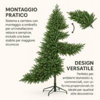 Albero di Natale "Winter Elegance" CM.210 PE+PVC – 1418 Rami per un Effetto Naturale, Diametro 124 cm - immagine 8