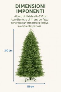 Albero di Natale Rosario 180 cm Realistico in PE+PVC – 966 Rami Folti, Montaggio Ombrello, Diametro 109 cm - immagine 5