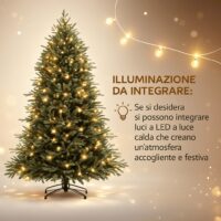 Albero di Natale Rosario 180 cm Realistico in PE+PVC – 966 Rami Folti, Montaggio Ombrello, Diametro 109 cm - immagine 6