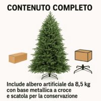 Albero di Natale Rosario 180 cm Realistico in PE+PVC – 966 Rami Folti, Montaggio Ombrello, Diametro 109 cm - immagine 8