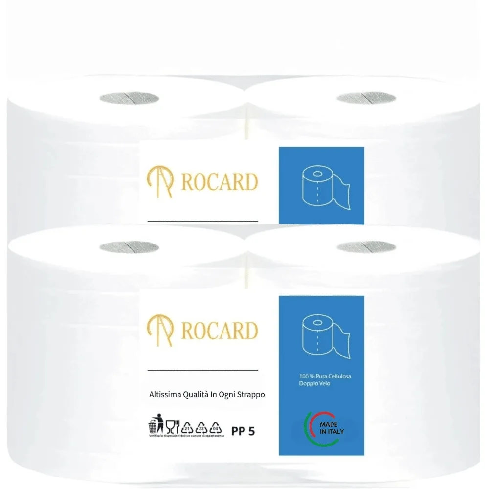 20942-jpg.webp Rocard® | 4 Rotoli Carta Asciugatutto 3200 Strappi – Extra Resistente 2 Veli Pura Cellulosa con Microgoffratura – Rotoloni Uso Alimentare, Casalingo e Industriale - immagine 1