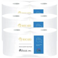 Rocard® | 6 Rotoli Carta Asciugatutto 4800 Strappi – Extra Resistente 2 Veli Pura Cellulosa con Microgoffratura – Rotoloni Uso Alimentare, Casalingo e Industriale
