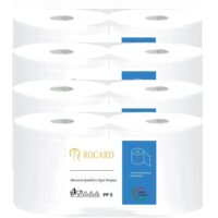 Rocard® | 8 Rotoli Carta Asciugatutto 6400 Strappi – Extra Resistente 2 Veli Pura Cellulosa con Microgoffratura – Rotoloni Uso Alimentare, Casalingo e Industriale