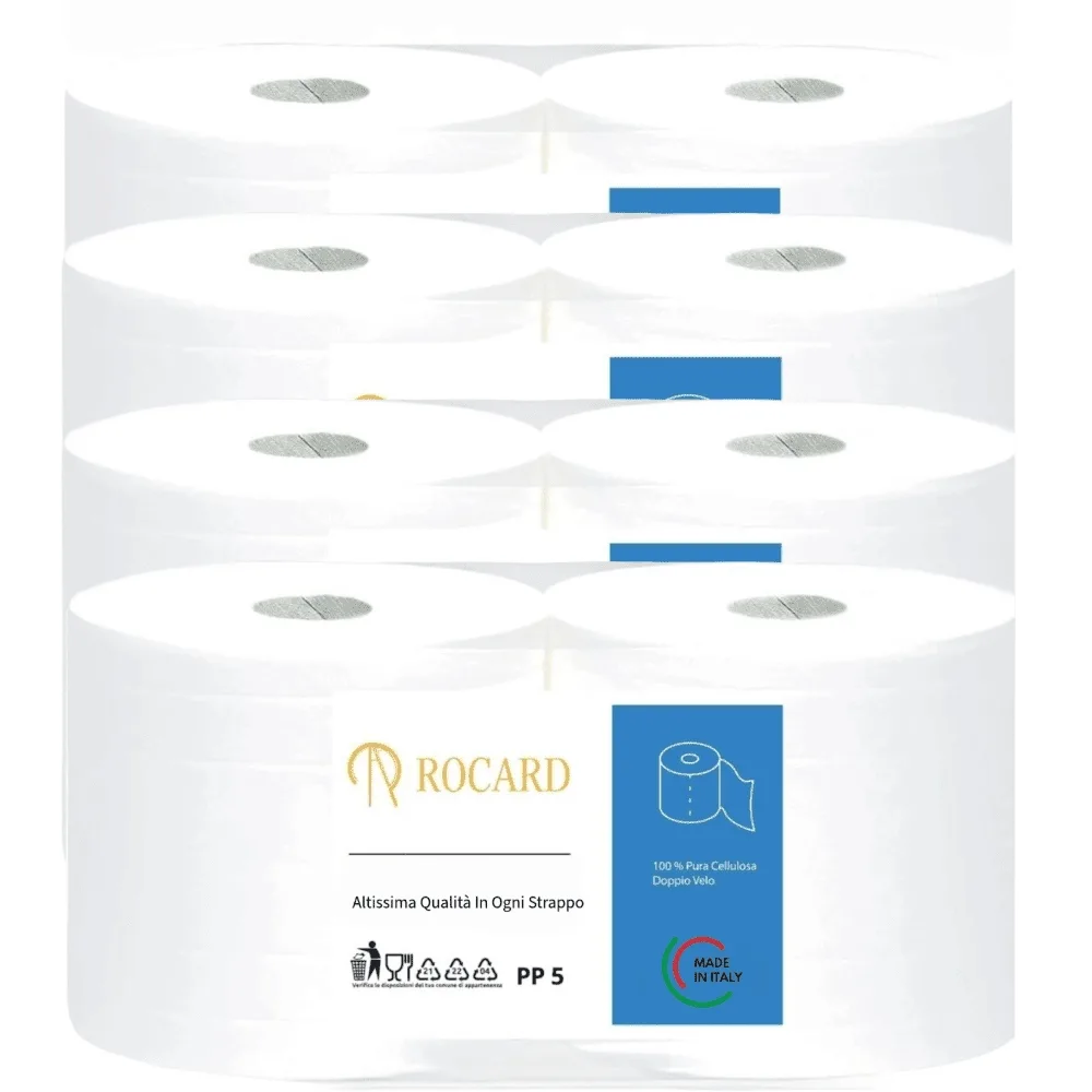 20944-jpg.webp Rocard® | 8 Rotoli Carta Asciugatutto 6400 Strappi – Extra Resistente 2 Veli Pura Cellulosa con Microgoffratura – Rotoloni Uso Alimentare, Casalingo e Industriale - immagine 1