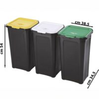 Tontarelli Pattumiera Raccolta Differenziata 3x44L – Set Secchi Cestini Differenziata con Coperchio, Plastica Resistente - immagine 2