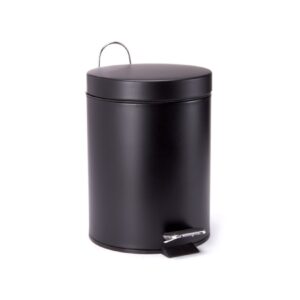Pattumiera da bagno MSV 3L nera, cestino a pedale in acciaio inox con secchio interno estraibile.