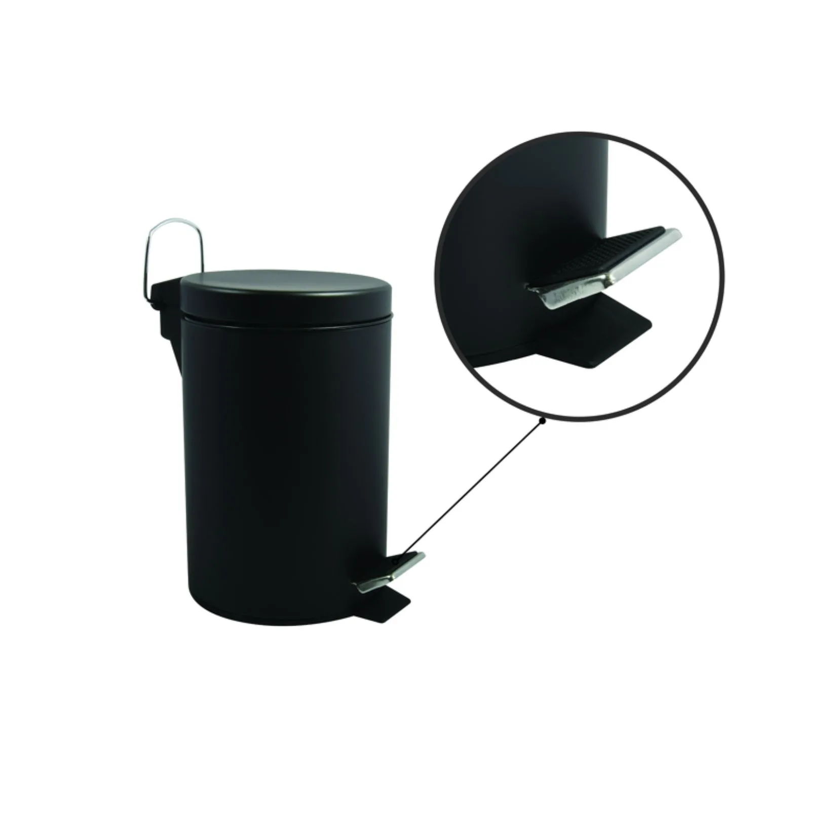Msv –  Pattumiera Bagno 3L Nera – Cestino Cosmetici a Pedale in Acciaio Inossidabile con Secchio Interno Estraibile, Compatto ed Elegante - immagine 4