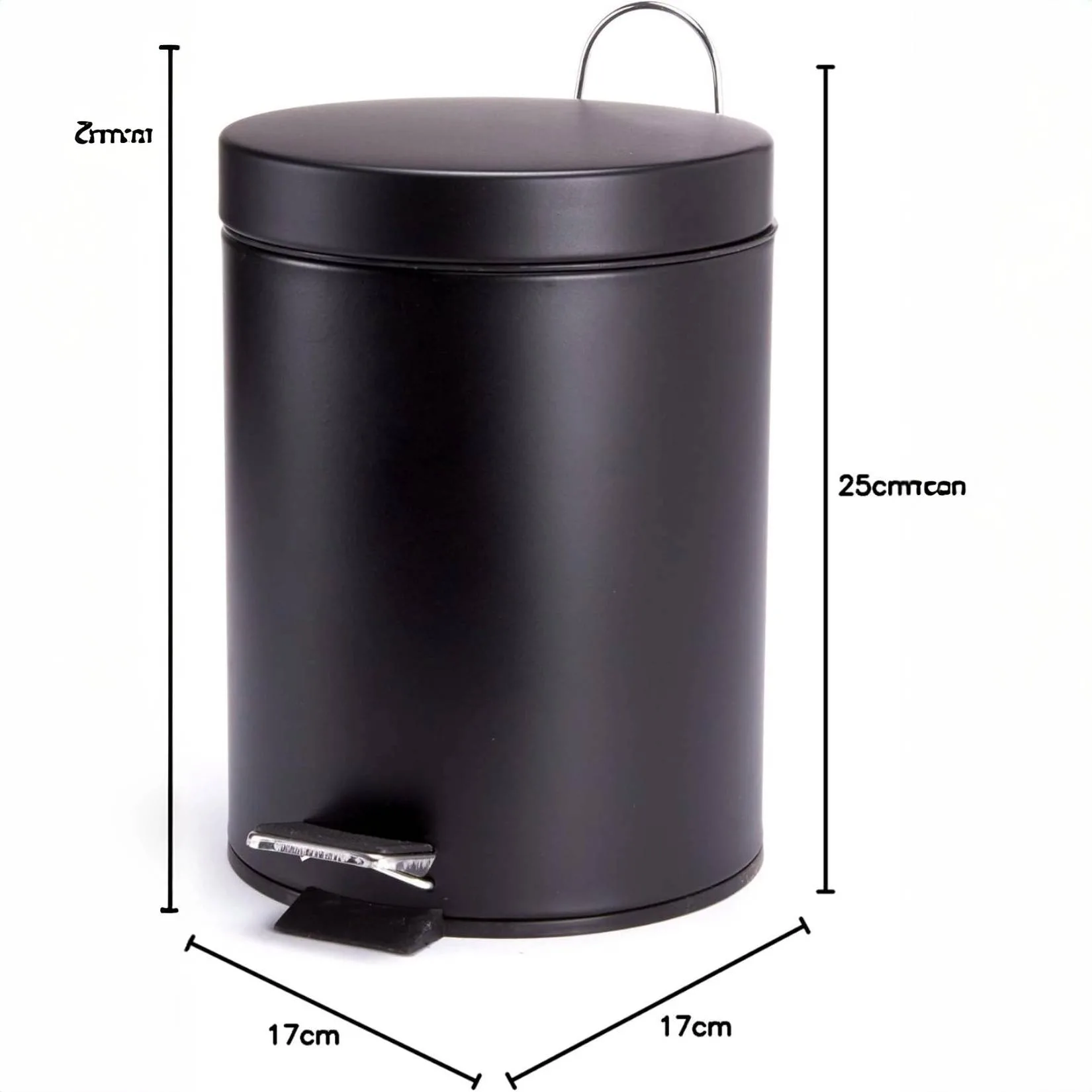 Msv –  Pattumiera Bagno 3L Nera – Cestino Cosmetici a Pedale in Acciaio Inossidabile con Secchio Interno Estraibile, Compatto ed Elegante - immagine 7