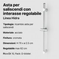 Feridas –  Saliscendi Plus 85 cm cromato regolabile - immagine 3
