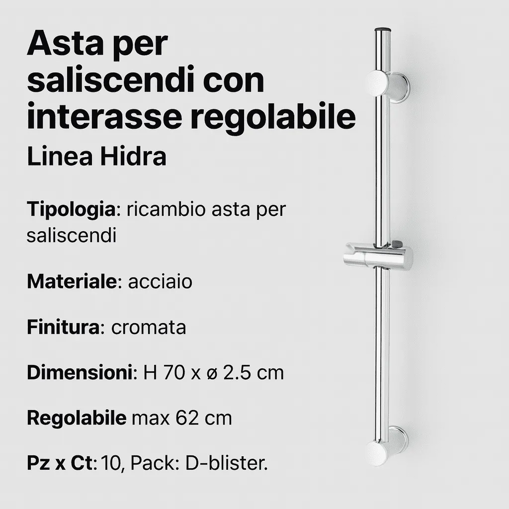 Feridas –  Saliscendi Plus 70 cm cromato regolabile - immagine 3