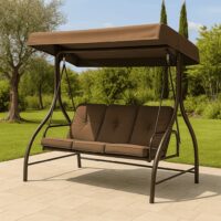 Dondolo 3 Posti Letto da Giardino  – Modello KATAY in Ferro Moka – Alta Qualità - immagine 5