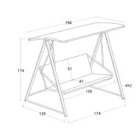 Dondolo 3 Posti Letto da Giardino  – Modello KATAY in Ferro Moka – Alta Qualità - immagine 6
