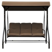 Dondolo 3 Posti Letto da Giardino  – Modello KATAY in Ferro Moka – Alta Qualità - immagine 2